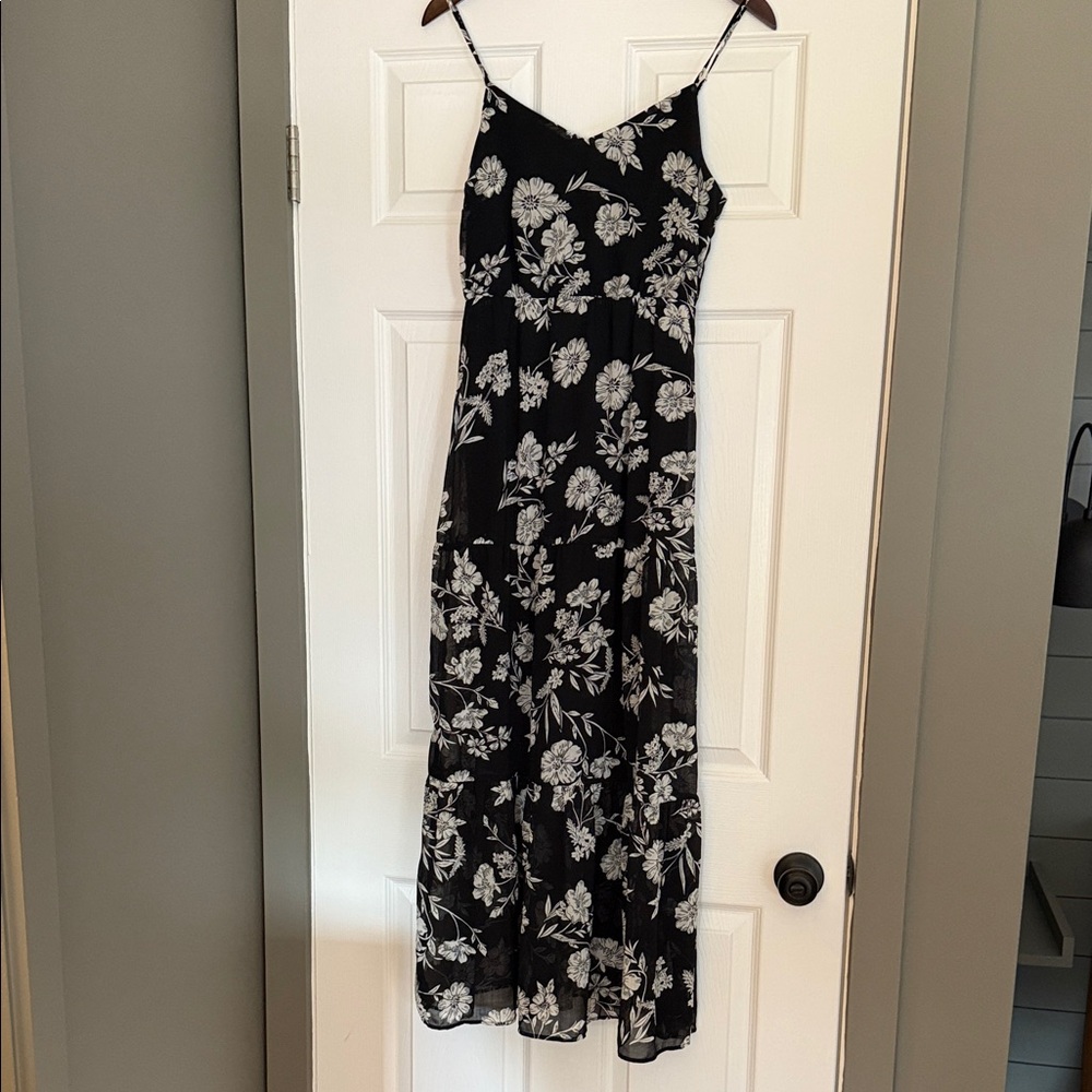 J. Crew Floral Black and White Maxi Dress